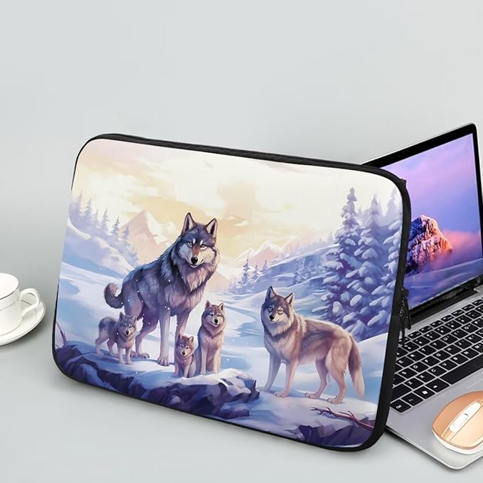 Cool Wolf Laptop Sleeve for Women 15 inch Lap Top Case Portable Laptop Accessories with Versatile Uses Computer Sleeve Laptop Pouch Ideal Gifts for Holidays Purple, 240703BZ1403012