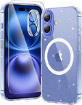 toushion 3 in 1 for iPhone 16 Plus Case Clear Glitter | with MagSafe,Screen Protector *1 & Camera Lens Protector*1, Military-Grade Protection