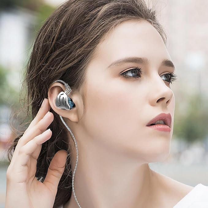 KZ Zax in Ear Headphones 7BA+1DD Hybrid 16 Drivers HiFi Noise Isolation Wired Earbuds, Zin Alloy Shell Metal Earphone in Ear Monitor with 3.5mm Jack Detachable 2Pin Cable (with mic, Silver)