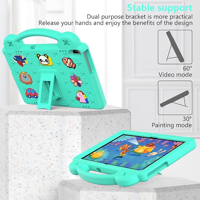 AKABEILA Compatible with Huawei MediaPad T5 10.1/Lenovo Tab M10/Lenovo Tab P10 Tablet Case, Kids Lightweight Shockproof Protective Case with Shoulder Strap & Stand Handle - Mint Green