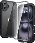 Diaclara Designed for iPhone 16 Plus Case 6.7 Inch,Upgraded [Full Camera Protection] Full Body Rugged Clear Bumper Case w/Built-in Screen Protector for 16Plus,Black