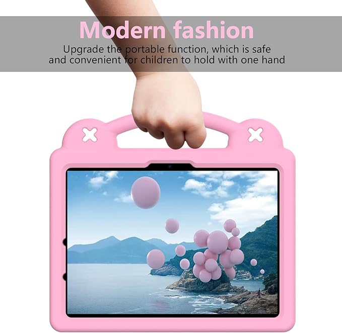 Dteck Case for iPad Air 13 Inch,iPad Pro 13 inch 2024 M4 Kids Case,iPad Pro 12.9 Case 6th/5th/4th/3rd Gen,Cartoon Panda Shockproof Rugged Lightweight Convertible Stand Handles Kids Friendly Case,Pink