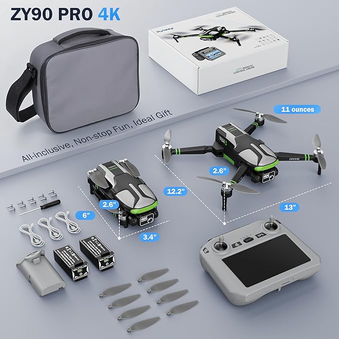 GPS Drones with Camera for Adults 4K, 100-Min Flight Time, 5.7" FPV Screen, Long Range Video Transmission, RC Quadcopter, GPS Follow, Auto Return, Beginner Mode, Foldable RC Drones with 2 Batteries