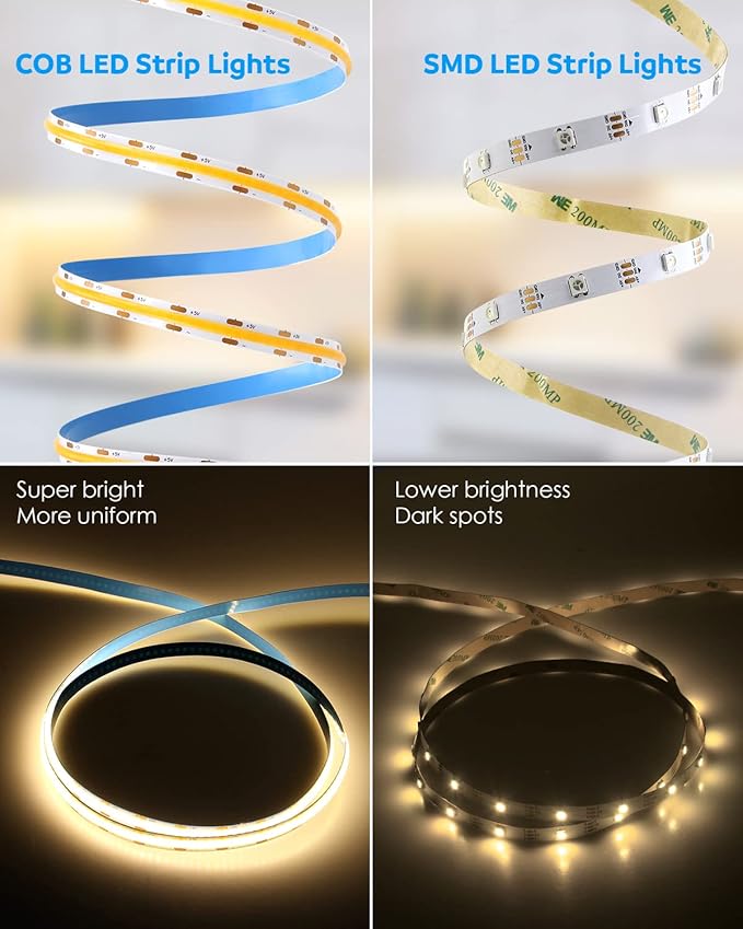 Aclorol 5V USB COB LED Strip Light 10FT/3M 960LEDs Warm White 3000K Flexible Tape Lights with Self-Adhesive Cuttable LED Light Strip for TV Backlight Closet Display Under Cabinet Home DIY Lighting