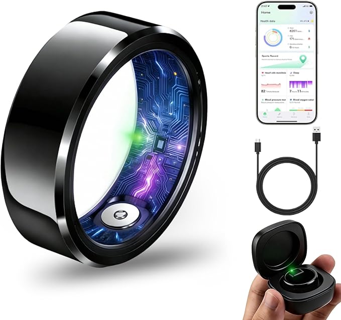 Smart Ring for Women & Men, Health & Fitness Tracker with Heart Rate/Sleep Monitoring/Blood Pressure, 5ATM Waterproof, Activity Trackers with Free App, Valentine's Day Gifts for Women