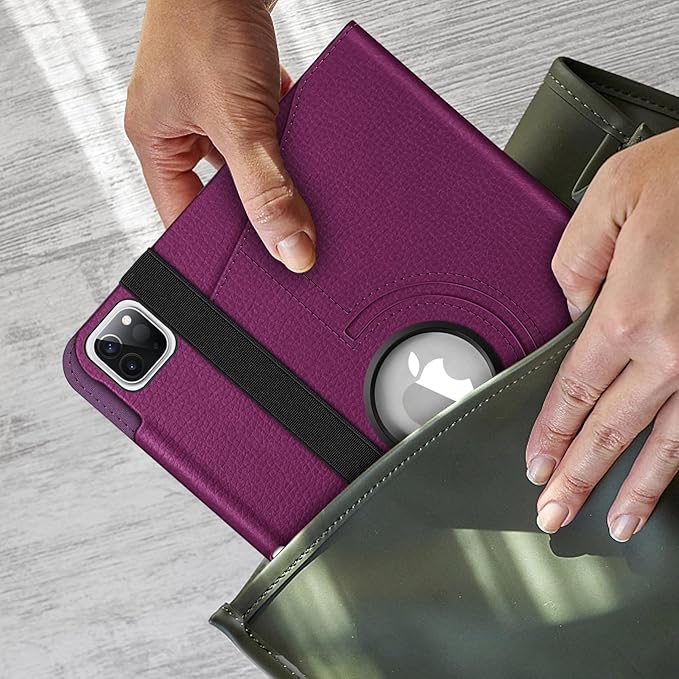 Fintie Rotating Case for iPad Pro 11-inch (4th / 3rd Generation) 2022/2021-360 Degree Swiveling Stand Cover w/Pencil Holder, Auto Sleep/Wake, Also Fit iPad Pro 11" 2nd/1st Gen, Purple