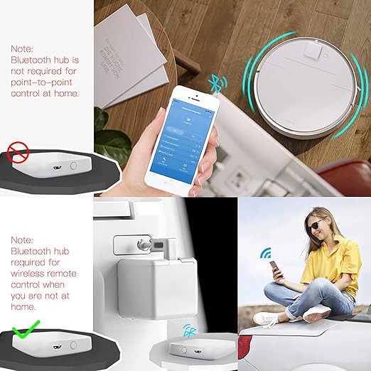 Smart Switch Button Pusher: Bluetooth Fingerbot Plus with Toolkit for Any Buttons & Switches, App Control, No Wiring Switch Bot Button, Add a Blutooth Hub Compatible with Alexa Google Home (Black)