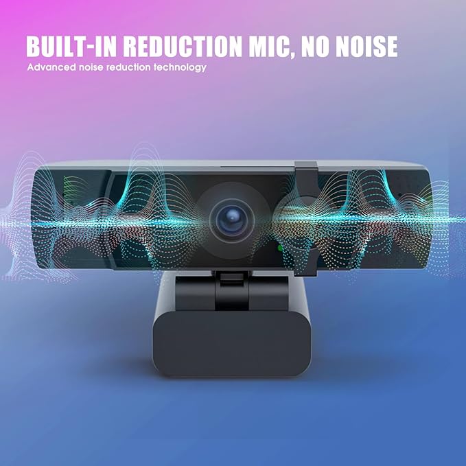 4K Webcam for PC & Laptop - Ultral HD 4K, AI Autofocus, Support DZoom and ePTZ, Built-in Noise-Canceling Mics and Slidable Privacy Cover for Business Meetings, Conferencing & Video Calls