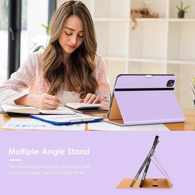 VIKESI Case for iPad Air 13 inch (M4) 2026 / (M3) 2025 / (M2) 2024,Premium Leather Folio,Apple Pencil Holder,Auto Sleep/Wake,Stand Cover - Lavender