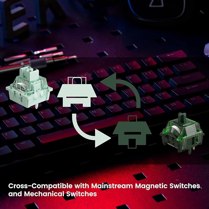 MONSGEEK FUN60 Ultra Rapid Trigger Gaming Keyboard 8k Magnetic Switch TMR Aluminum Keyboard Multi-Modes Black Shine-Through MagMech(Glare Magnetic Switch)