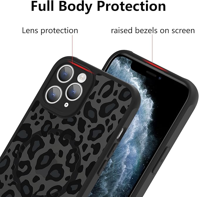 KANGHAR Case for iPhone 11 Pro Max Phone Case [Compatible with Magsafe] Leopard Printed Pattern Cute Cheetah Protective Magnetic Case for Girls Women Men 6.5"