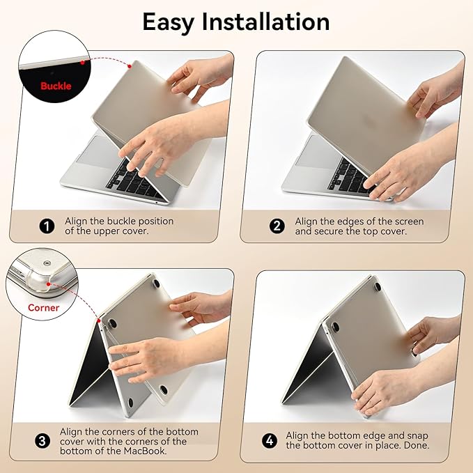 EooCoo Case Compatible with MacBook Air 13 inch M5 2026-2022 M4 M3 M2 A3449 A3240 A3113 A2681, Matte Hard Shell Scratch Resistant Protective Cover Compatible for MacBook Air 13.6 inch, Frost Starlight