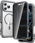 Diaclara Magnetic Designed for iPhone 17 Pro Max Case Full Body Bumper,[Compatible with MagSafe] Military Drop Proof Cover with Built-in Privacy Screen Protector,Grey Titanium