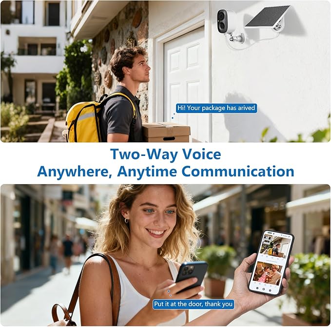 2K FHD Security Camera Wireless Outdoor Cameras for Home Security,AI Human Detection,Instant Alert,Color Night Vision,SD/Cloud Storage,Solar/Battery Powered,2.4G WIFI Only,Spotlight,Siren Alarm,4 Pack