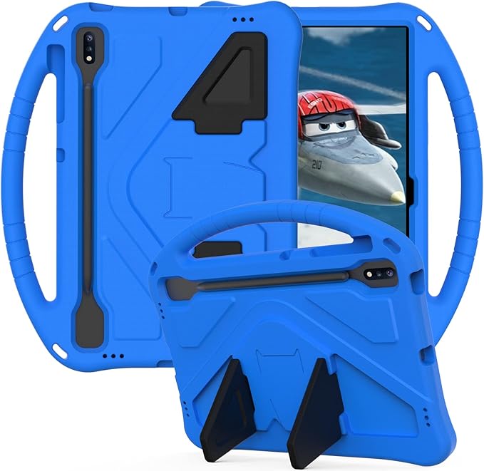Kids Case for Samsung Galaxy Tab S10 Lite/S10 FE/S9 FE 10.9"/Tab S9/S8/S7 11", Techcircle Light Weight Shock Proof EVA Foam Handle Rugged Stand Protective Case, Blue