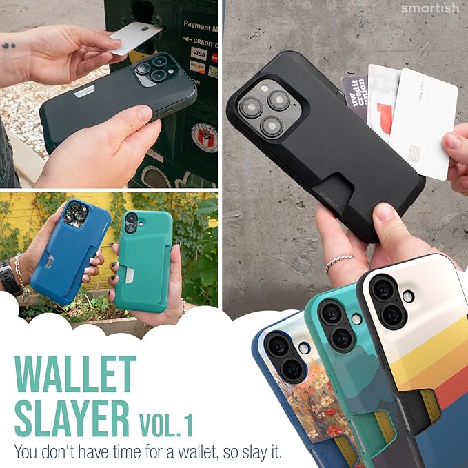 Smartish® iPhone 16 Pro Max Wallet Case - Wallet Slayer Vol. 1 [Slim + Protective] Credit Card Holder - Drop Tested Hidden Credit Card Slot Cover for Apple iPhone 16 Pro Max - Wildflower Fields