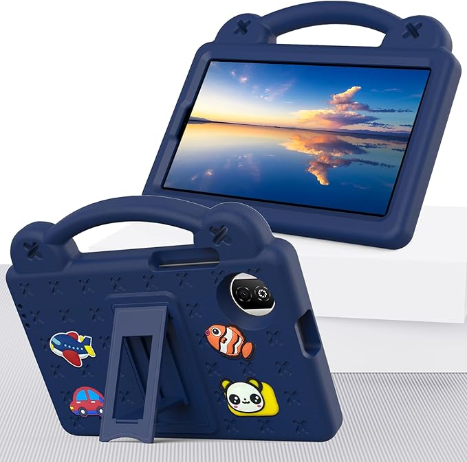 AKABEILA Compatible with Honor Pad X7 8.7 inch 2025 Tablet Case, Kids Friendly Universal Lightweight Shockproof Protective Case with Shoulder Strap & Stand Handle Navy Blue