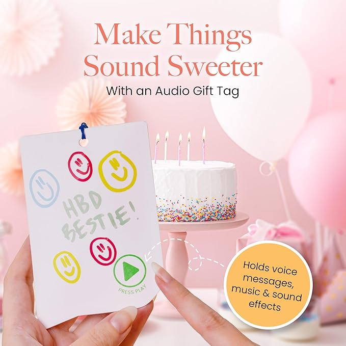 VoiceGift Tag – 1 Pack Audio Greeting Tag with Voice Recorder, Multi-message Recordable Gift Card with Playback, Record Your Own Message Card for Birthdays, Holidays & Keepsakes