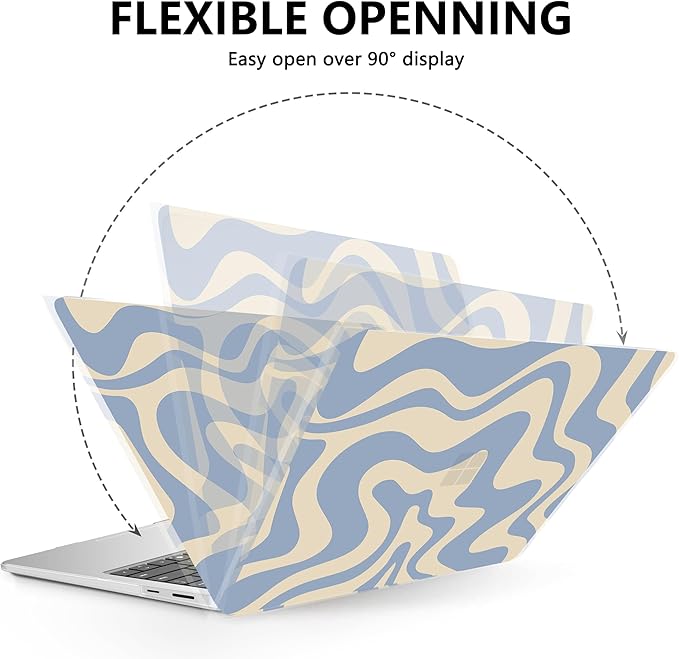 AKIT Case Compatible with Microsoft Surface Laptop 15-inch Touchscreen Copilot+ PC 2024 (7th Ed), Unique Pattern Hard Shell Case+Screen Protector+Keyboard Cover for Surface 7 15''(2037), Blue Wave