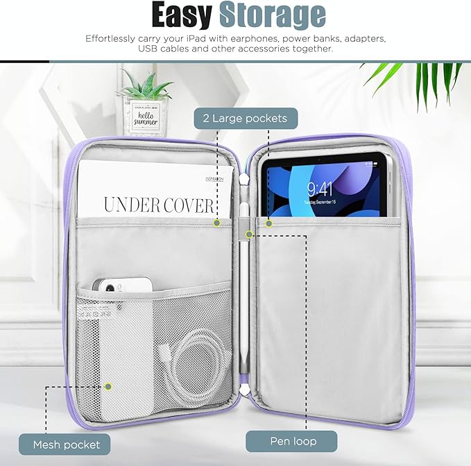 TiMOVO 8-9 Inch Tablet Sleeve Case for All-New iPad mini 7 (A17 Pro, 2024), iPad mini 6 (8.3-Inch, 2021), iPad mini 5/4/3/2/1, Portable Protective Pouch Bag for iPad mini, Purple