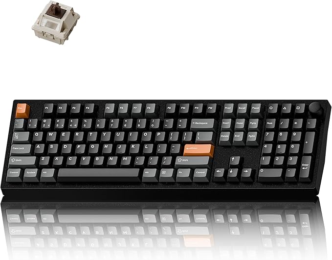 Keychron P6 Ultra 8K Polling Rate Full-Size Aluminum Wireless Mechanical Keyboard, 2.4 GHz/Bluetooth/Wired Custom RGB, Hot-Swappable Silk POM Brown Switch for Mac Windows Linux - Black