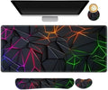 DINKY Gaming Mouse Pad Wrist Support Set, Large Desk Mat Protector, XXL Mousepad +Keyboard Wrist Rest+Ergonomic Mouse Wrist Pad +Coaster Desk Pad, Glowing Diamond Grid