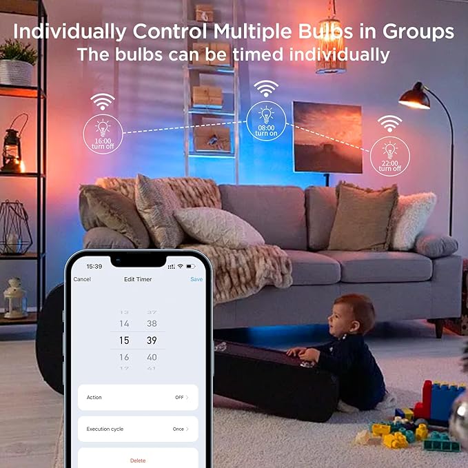 I-SHUNFA Wi-Fi RGBCW Smart G9 LED Bulbs,Compatible with Alexa/Google Home,Multicolour Dimmable,2700K-6500K,AC 120V 4W,400LM Brightness Adjustable 1%-100%,with Musical Rhythm LED Light Bulb,3 Pack