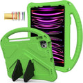 Kids Case for iPad Pro 11" 2022/2021/2020/2018, iPad Air 5th/4th Generation With Pencil Holder, Lightweight Shockproof EVA Foam Handle Stand Anti-Slip Grip Rugged, Green