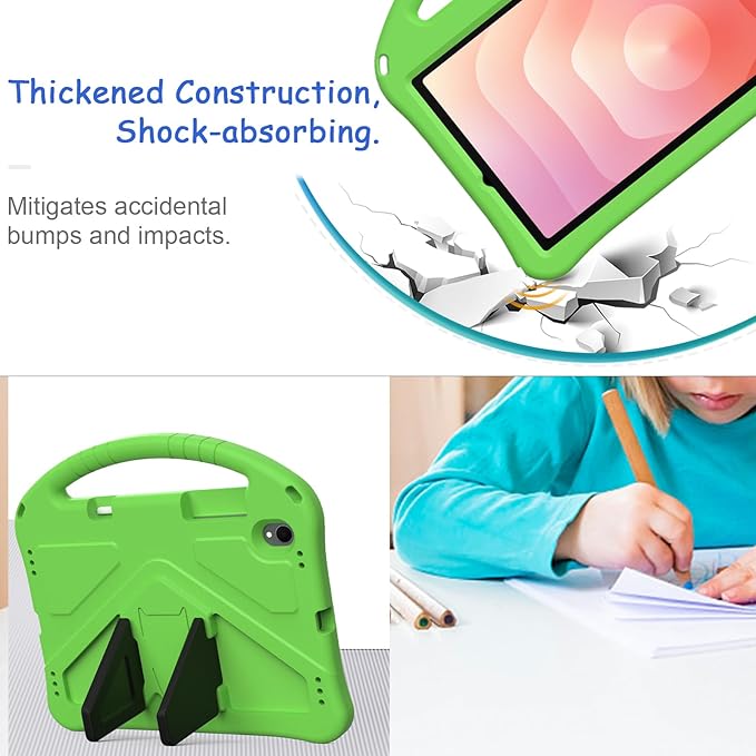 Kids Case for Samsung Galaxy Tab S11 2025 11" Tablet, Techcircle Light Weight Shock Proof EVA Foam Handle Rugged Stand Protective Case, Green