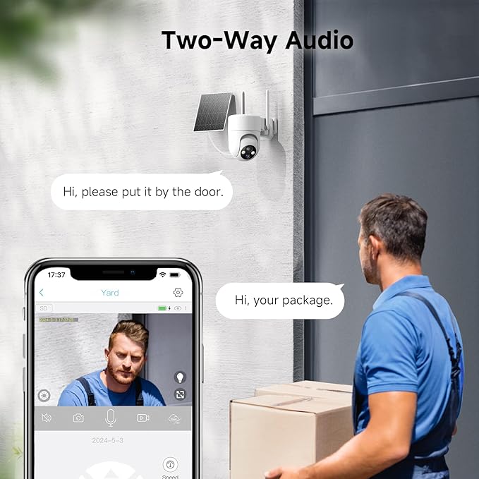 Oculview 2K Solar Security Cameras Wireless Outdoor, 2PCS Outdoor Camera Wireless with 360° View, Cameras for Home Security with Color Night Vision, Only Support 2.4GHz Wi-Fi