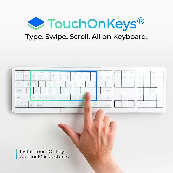 CLVX 1 Mac | Touch On Keys & Gestures AI Keyboard | Bluetooth & USB-C | Low Profile Silent Scissor Keys | Interactive RGB | Aluminum Chassis | Compatible with Mac/iPad/AppleTV/VisionPro