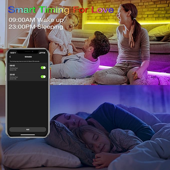 hyrion Smart LED Strip Lights 100ft WiFi, RGB Color Changing Lights Work with Alexa and Google Assistant, 16 Million Colors with App Control and Voice Control Led Lights for Bedroom, Room Decor
