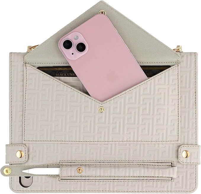 Handbag Case for iPad mini 5th 4th 3rd 2nd 1st Generation (Prior to 2019), Techcircle Elegant Crossbody Folio Stand Wallet Case with Pencil Holder, Card Slots, Hand Strap, Shoulder Strap, Off-White