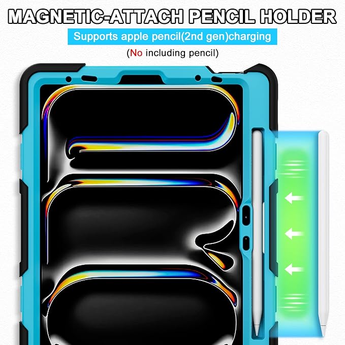 iPad Air 11 inch Case M2 2024 6th Gen, for iPad Air 5th/4th, Full-Body Shockproof Protective Cover with Screen Protector, Also for iPad Pro 11 inch Case 1st-4th Generation, Pencil Charge