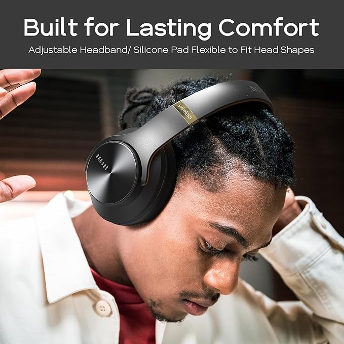 DOQAUS Bluetooth Headphones Over Ear, 90H Playtime, 3 EQ Modes, HiFi Audio, ENC Mic, Reinforced Durable Frame & Soft Earpads for Extended Wear, Phone, PC, Travel