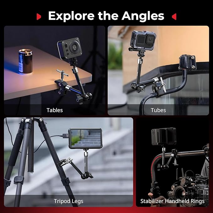 SMALLRIG Magic Arm with Super Clamp for Action Cameras, Camera Clamp Mount for GoPro Hero 13/12/11, for DJI Osmo Action 5 pro/4/3, for Insta360 Ace Pro 2, with 1/4" Screw for Monitor/LED Lights