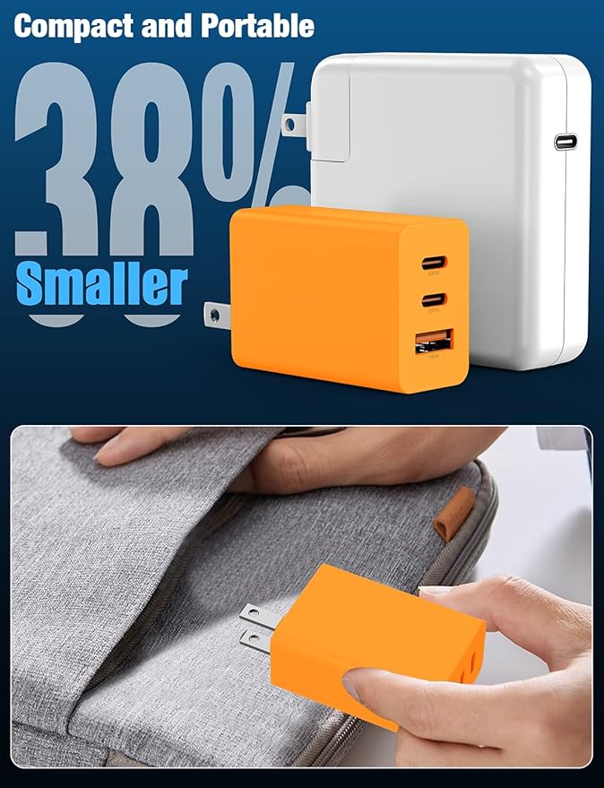 Hzevn 2Pack 65W USB C Wall Charger Block, 3-Port 100W USB C Charging Adapter,65W Type C Super Fast Charging Power Plug Cube for MacBook Pro/Air,i-Pad Pro,i-Phone 17/16/15, Galaxy S25,and More