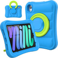 Kids Case for iPad mini 7 (A17 Pro) 2024 / Mini 6th Gen 2021 8.3 inch – Lightweight Flexible Shockproof Rotating Stand Handle Rugged Cover for iPad mini 7th 6 Generation Girls Boys, Blue Green