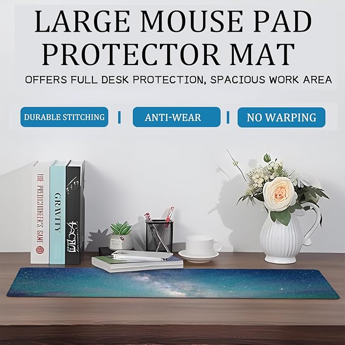 Cute Axolotl Gaming Mouse Pad – 12x31.5in Large Extended Desk Mat with Adorable Pink Salamander Design – Non-Slip Rubber Mousepad for Office Home – Deskmat Gifts for Ocean Lovers Decor