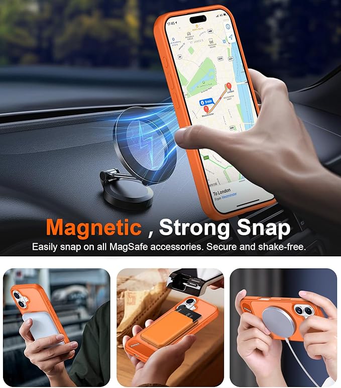 Magnetic Compatible with iPhone 16 Plus Case, [Built-in Invisible Kickstand][Compatible with MagSafe][Military Grade Shockproof] Slim Translucent Matte Phone Case for iPhone 16 Plus 6.7"