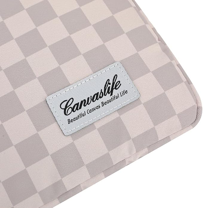 Canvaslife Neutral Checker Pattern 13 inch Canvas Laptop Sleeve with Pocket 13 inch 13.3 inch Laptop 13 case13 Sleeve