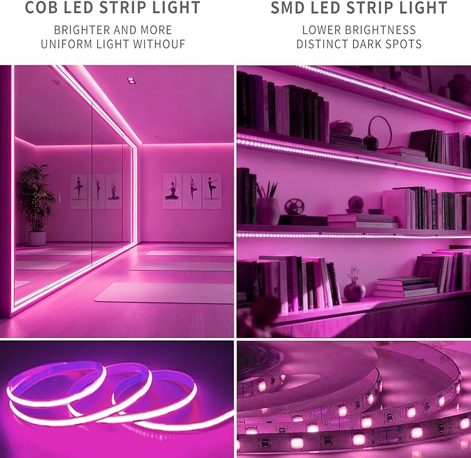 ZSLAIFU 5V USB LED Light Strip, COB LED Strip Lights, Pink 5V LED Lights, Small LED Strip Light, TV Lights for TV Under Cabinet Kitchen Living Room Shelving or Displays (Pink, 3.28ft)