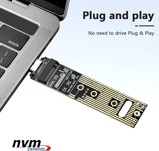 ELUTENG NVME to USB Adapter USB 3.1 Gen 2 to M.2 NVMe SSD Converter Adapter 10Gbps PCIe Based M Key Hard Drive Reader Max 4TB Support UASP for 2280 2260 2242 2230 SSD (Only for M.2 NVME)