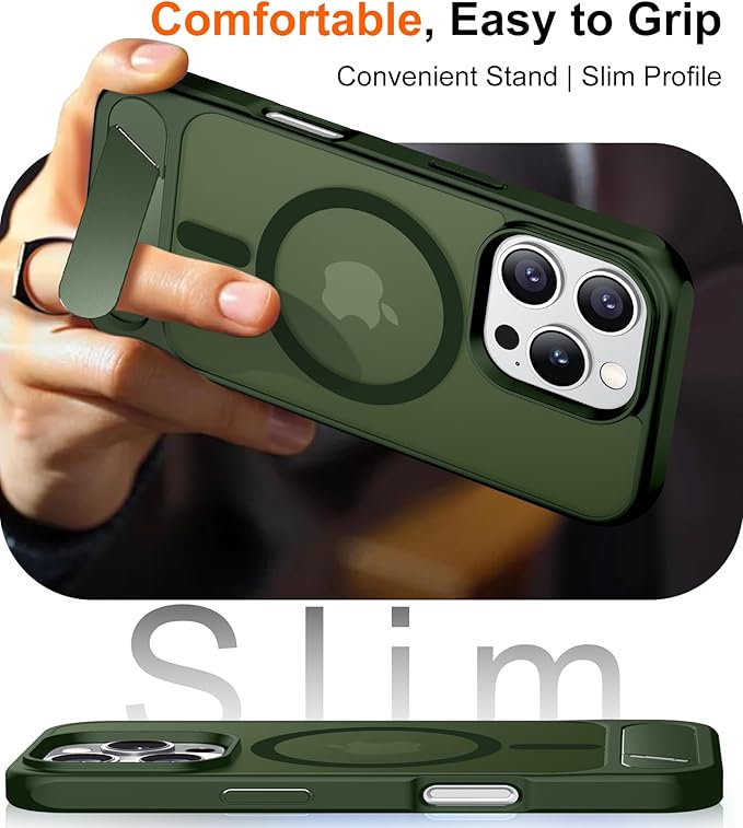 Magnetic Compatible with iPhone 16 Pro Case, [Built-in Invisible Kickstand][Compatible with MagSafe][Military Grade Shockproof] Slim Translucent Matte Phone Case for iPhone 16 Pro 6.3"