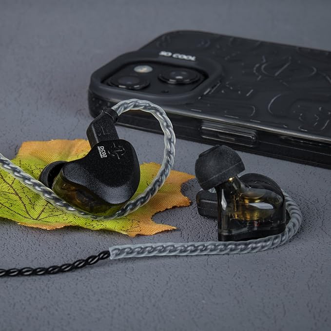 in Ear Monitor Headphones,CCZ DC02 In Ear Monitor Dual Magnetic Circuit DD Wired Earbuds ,Professional Hifi Earphone,Stereo Sound Gaming Earbud,IEM for Gaming,CCZ IEM Earphone for System(Black,No MIC)