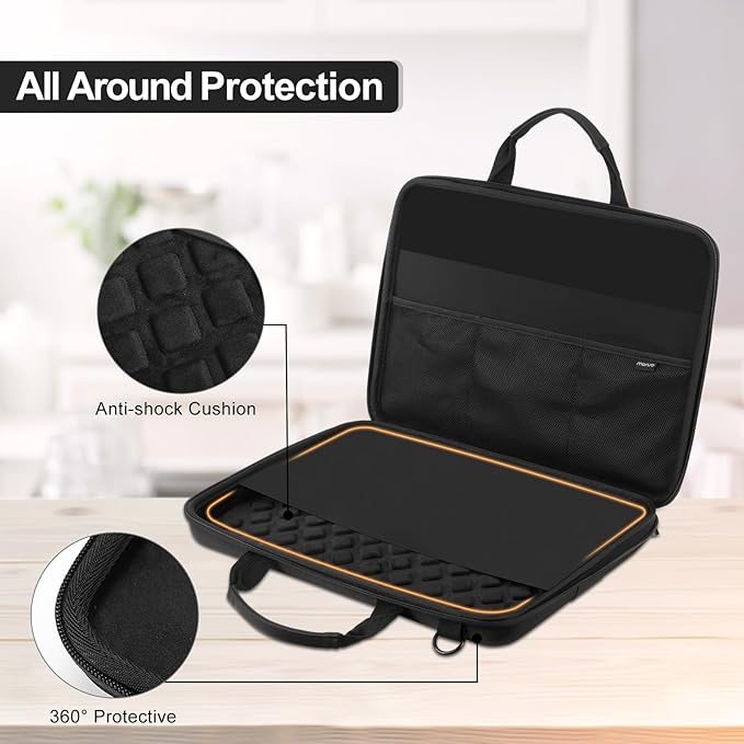 MOSISO Hard Shell Laptop Case for Men Women, 15-16 inch Geometric Splicing Computer Bag Compatible with MacBook HP Dell Lenovo Asus, 15.6 inch Laptop Bag with Front Raised Pocket&Shoulder Strap, Black