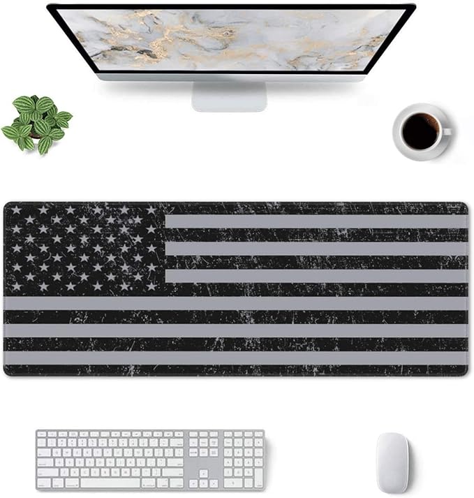 American Flag Gaming Mouse Pad, 31.5 x 11.8 Inch Large Mouse Pads for Desk, Keyboard Mouse Mat with Non-Slip Base for Home and Office