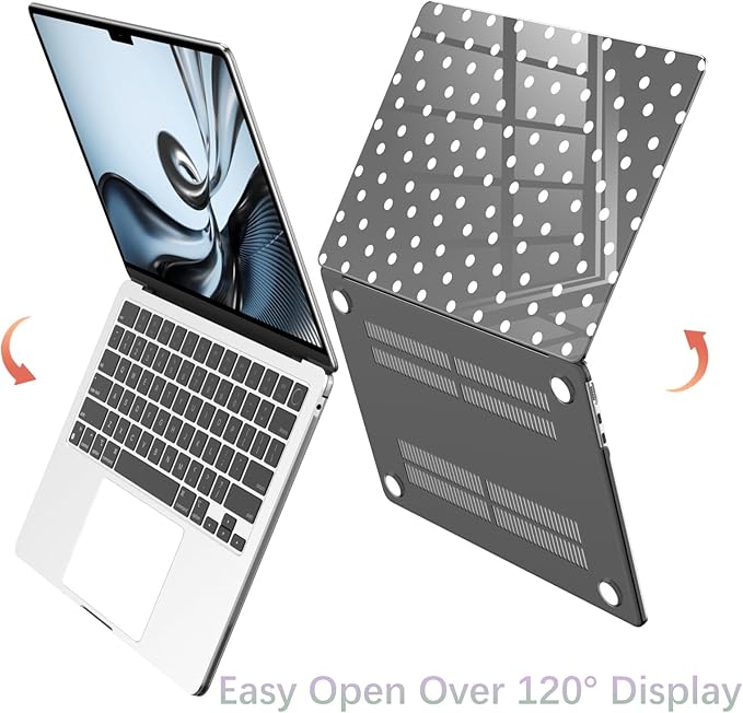 Compatible with MacBook Air 13 inch Case M1 A2337 A2179 A1932 2022 2021 2020 2019 Release, Cute White Polka Dot Protective Hard Shell Clear Black Cover for MacBook Air 13.3 inch