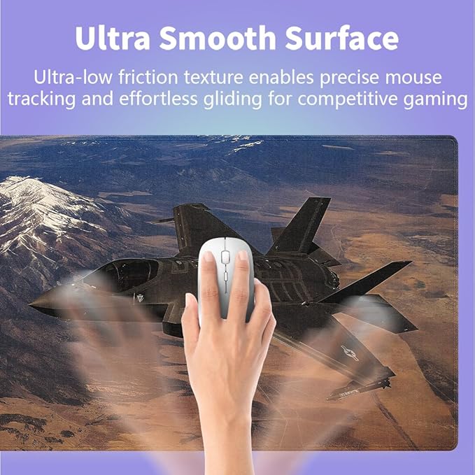 Large Gaming Mouse Pad 31.5" x 15.8" - Soaring Supremacy F-35 Lightning II Fighter Jet Dominates the Sky Above Majestic Mountains, Extra XXL Office Decor, Premium Stitched Anti-Slip Desk Mat