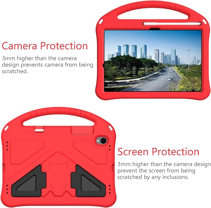 Kids Case for Samsung Galaxy Tab S11 2025 11" Tablet, Techcircle Light Weight Shock Proof EVA Foam Handle Rugged Stand Protective Case, Red